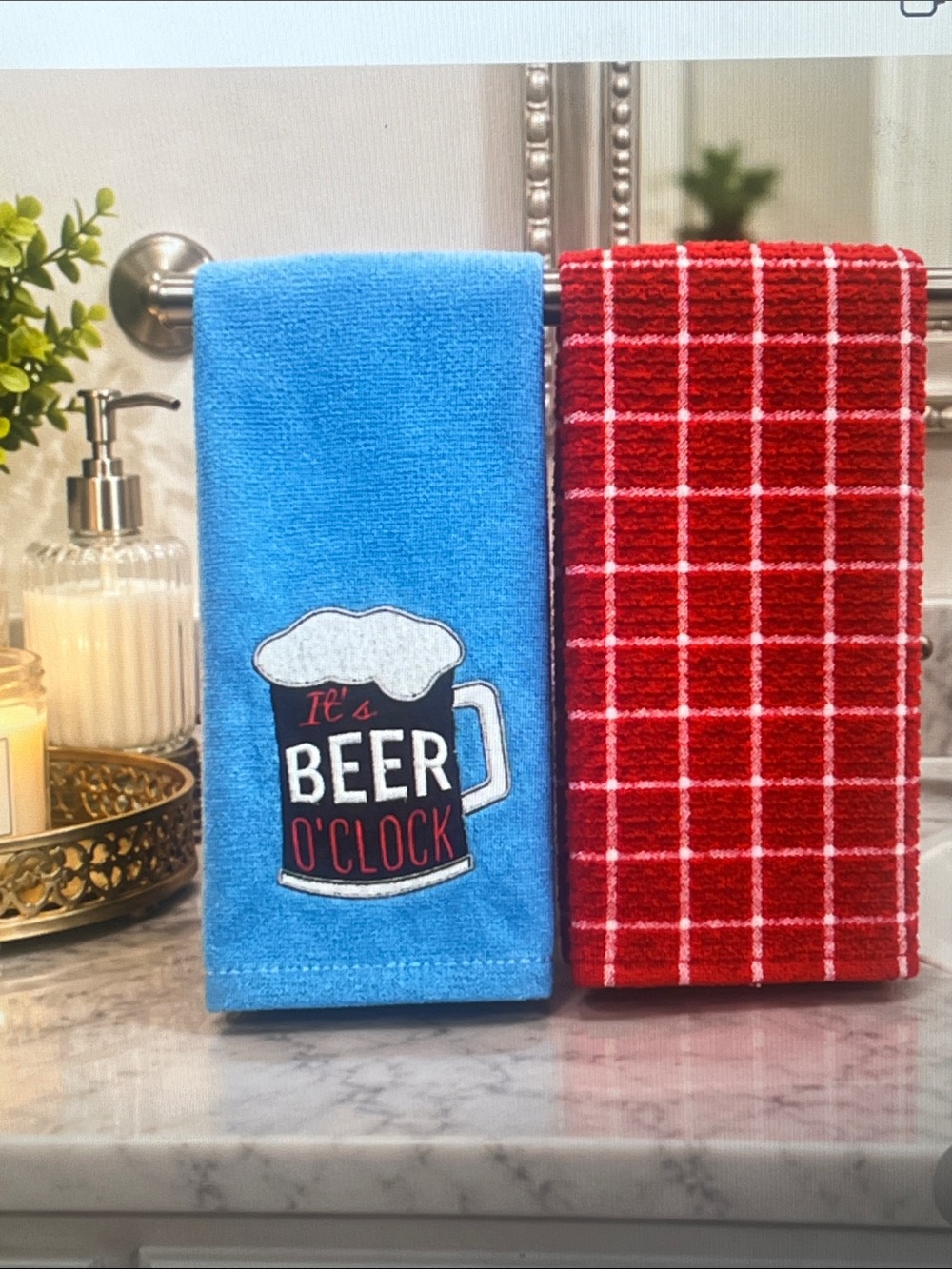 Blue "It's Beer O'Clock" Kitchen Towel Set